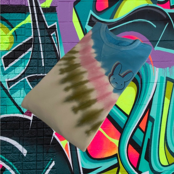 Bad Bunny Tie Dye Embroidered Crewneck. - Picture 2 of 3